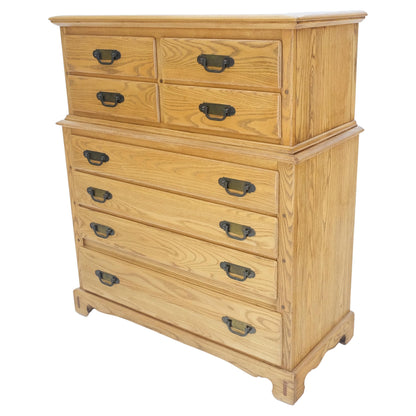 Solid Chestnut 8 Drawers High Chest Dresser Phenomenal Craftsmanship MINT!