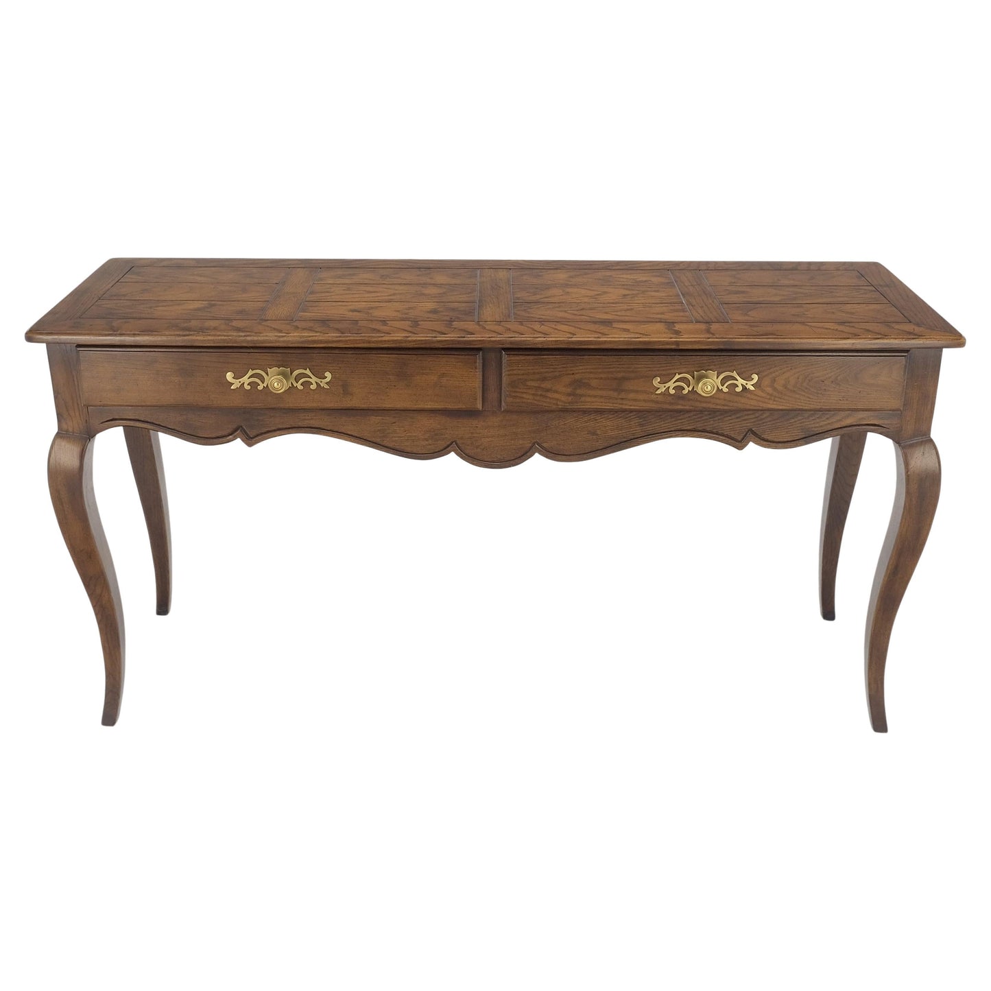 EstablishedLines Henredon Country French Solid Oak 2 Drawer Cabriole Legs Console Sofa Table