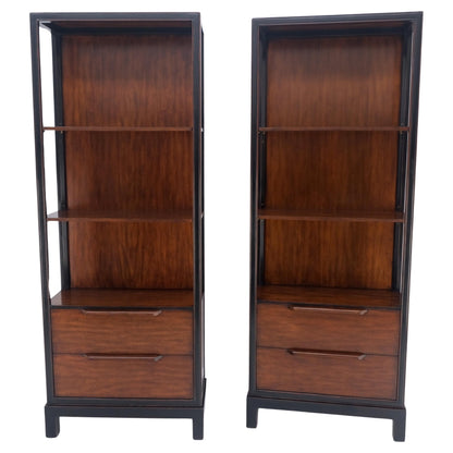 EstablishedLines Pair 7.5' Tall Custom Mahogany Etageres Adjustable Shelves Dresser Drawers MINT!