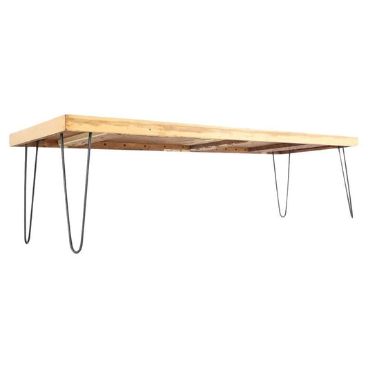 EstablishedLines Large Rectangular Vintage Solid Birch Top with Hairpin Leg Coffee Table