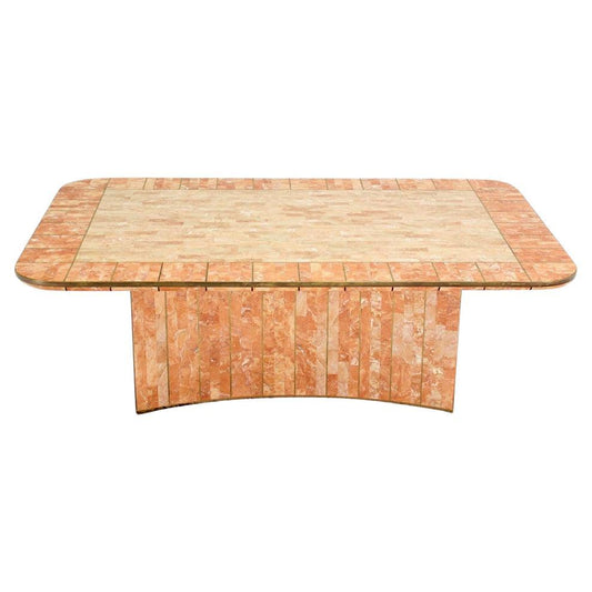EstablishedLines Maitland Smith Tessellated Stone Brass Mid Century Modern Rectangle Coffee Table