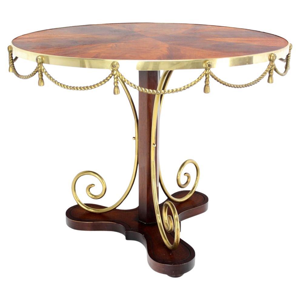 Bronze Ormolu Rope Tassels Neoclassical Gueridon Center Cafe Game Lamp Table