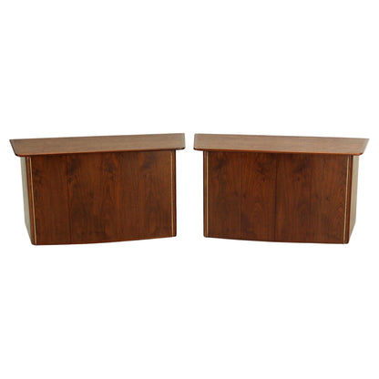 EstablishedLines Pair HANGING Walnut Mid-Century Danish Modern Floating Dressers Console Cabinets