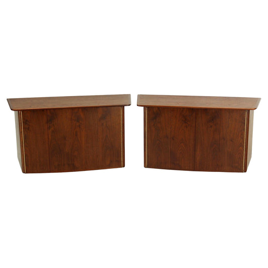 EstablishedLines Pair HANGING Walnut Mid-Century Danish Modern Floating Dressers Console Cabinets