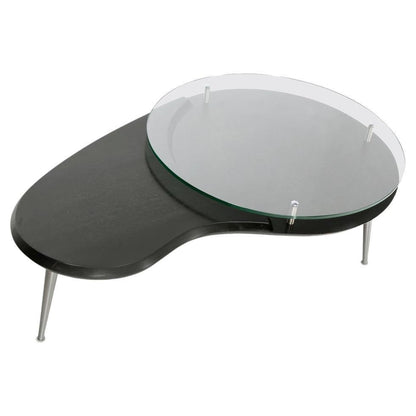 EstablishedLines Mid-Century Modern Organic Kidney Shape Elevated Glass Top Coffee Table MINT!