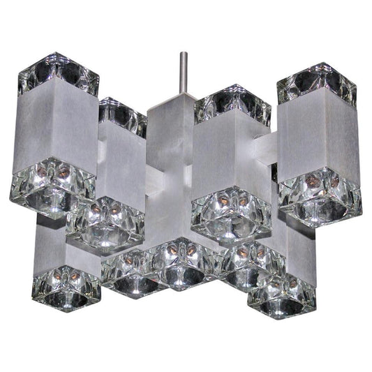 EstablishedLines Gaetano Sciolari Mid-Century Modern Seventeen Light Ice Cube Chandelier MINT!