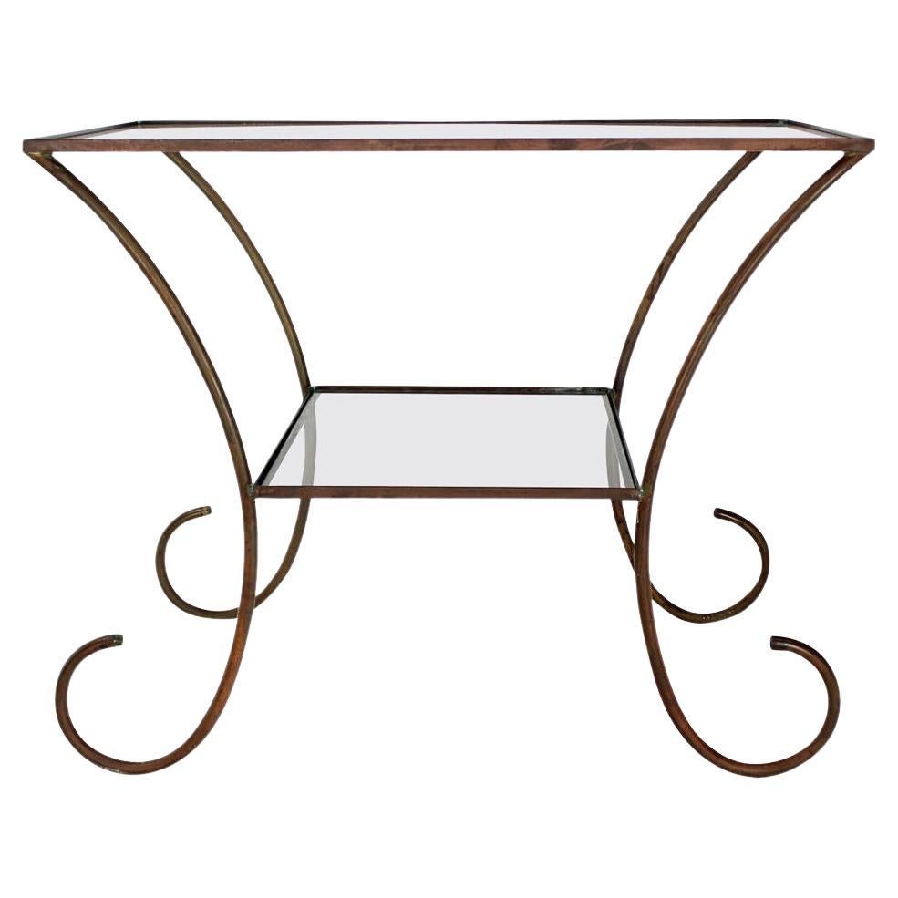 EstablishedLines Large Deco Style Solid Brass Serving Console Hall Table circa 1930s Nice Patina