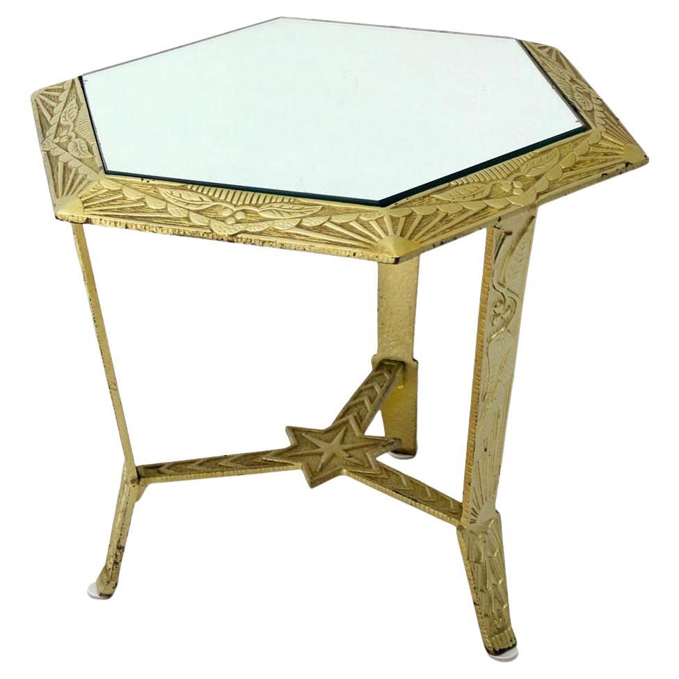 Fine Mid Century Modern Art Deco Hexagon Top Star of David Base Side End Table