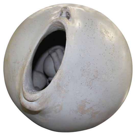 Mid Century Modern Ball Shape Face Open Mouth Pottery Sculpture Signed Dated1972