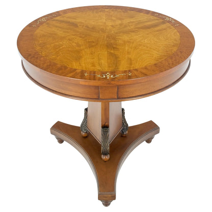EstablishedLines Deco Banded Mahogany Mother of Pearl Inlay Round Lamp Center Gueridon Table MINT