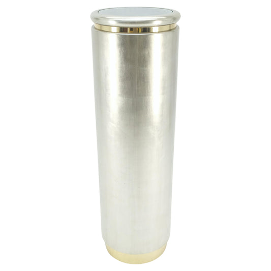 EstablishedLines Silver Leaf Gilt Round Cylinder Shape Lighted Pedestal Floor Lamp MINT!