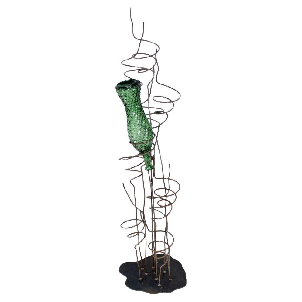 Wrought Iron Sculptural Wine Tree Rack