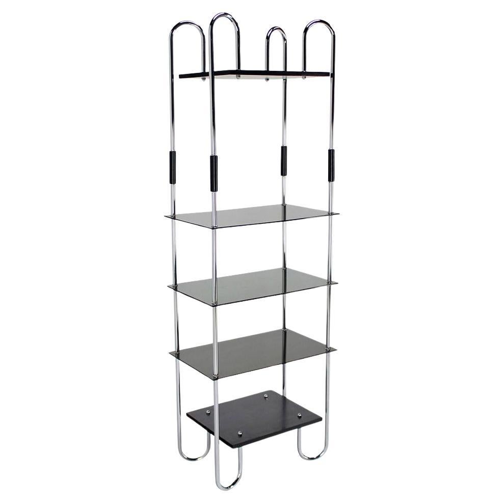 Mid Century Modern Tinted Smoked Lucite Shelves Bauhaus Style Etagere Wall Unit