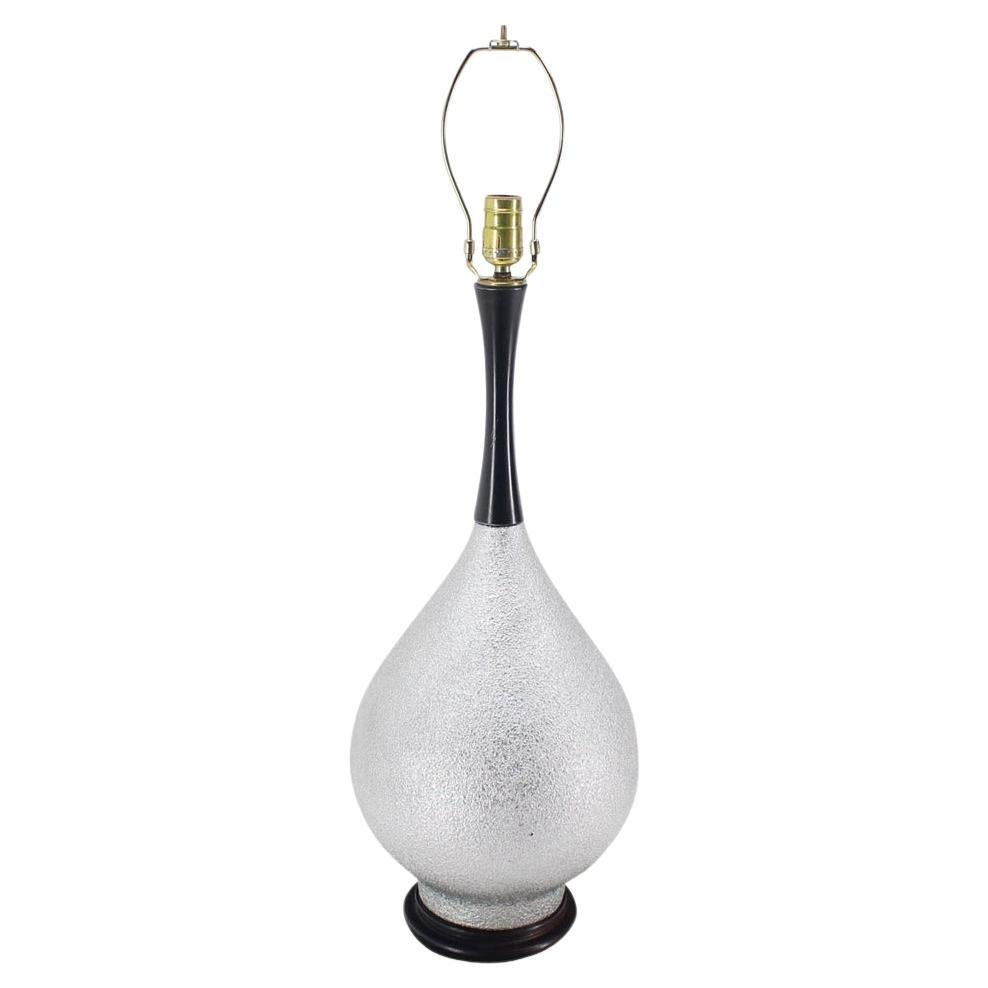 EstablishedLines Mid Century Modern Silver Leaf Finish Table Lamp with Onion Shape MINT!