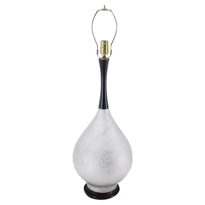 EstablishedLines Mid Century Modern Silver Leaf Finish Table Lamp with Onion Shape MINT!
