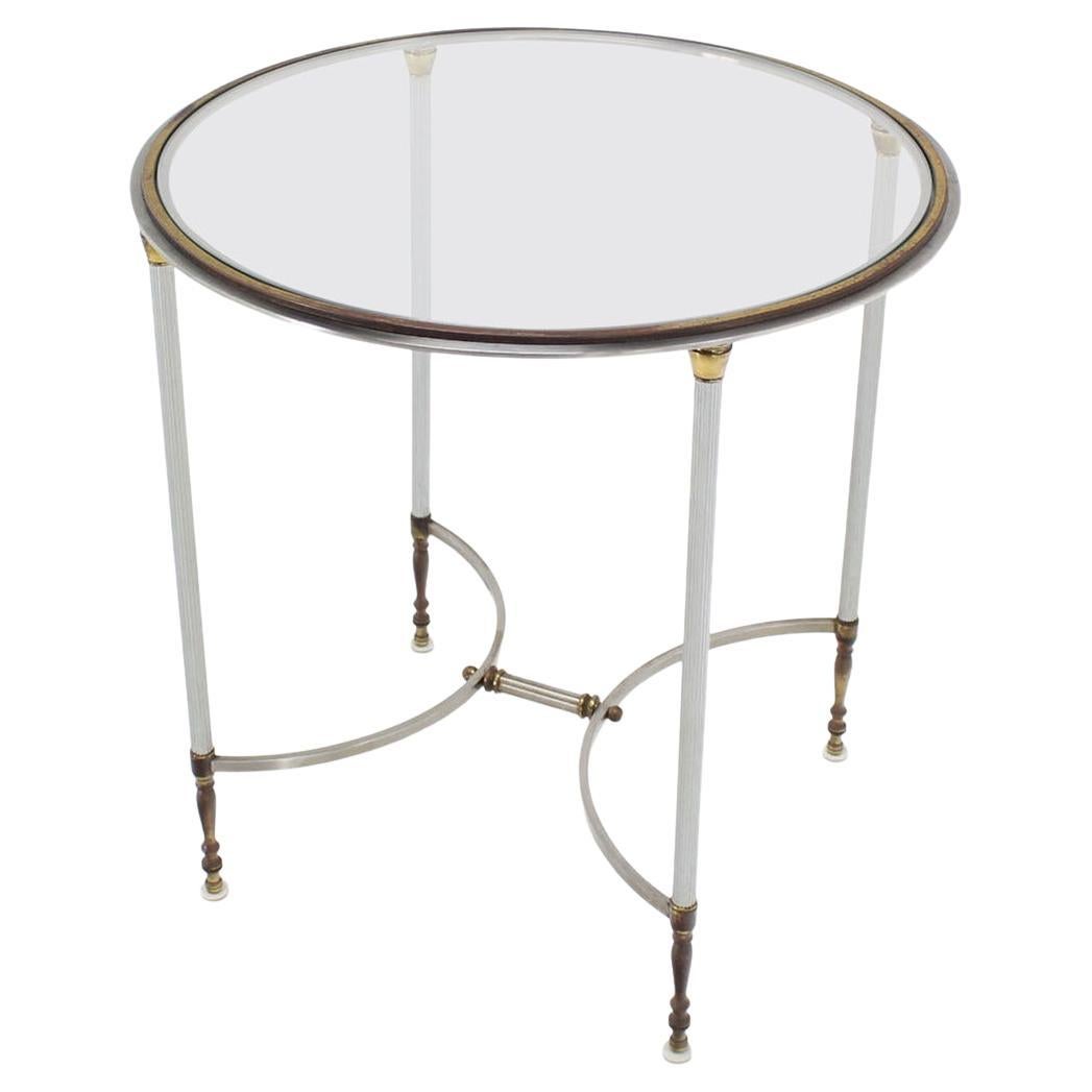 Mid Century Modern Brass & Chrome Gueridon Round Side End Lamp Table Stand MINT!