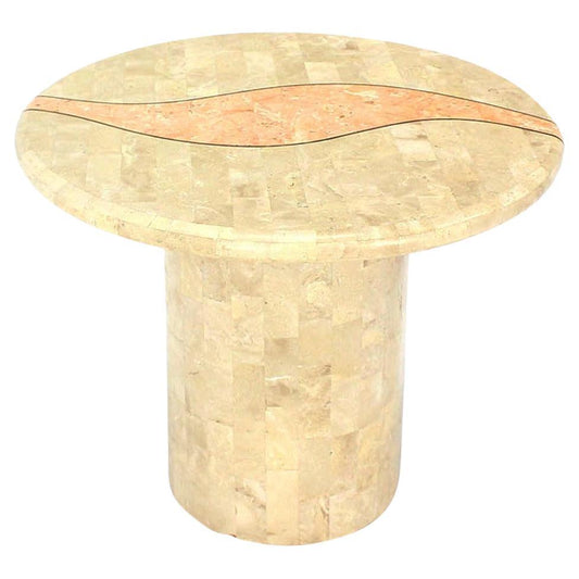 EstablishedLines Mid Century Modern Tessellated Stone Veneer End Side Lamp Table Pedestal Stand