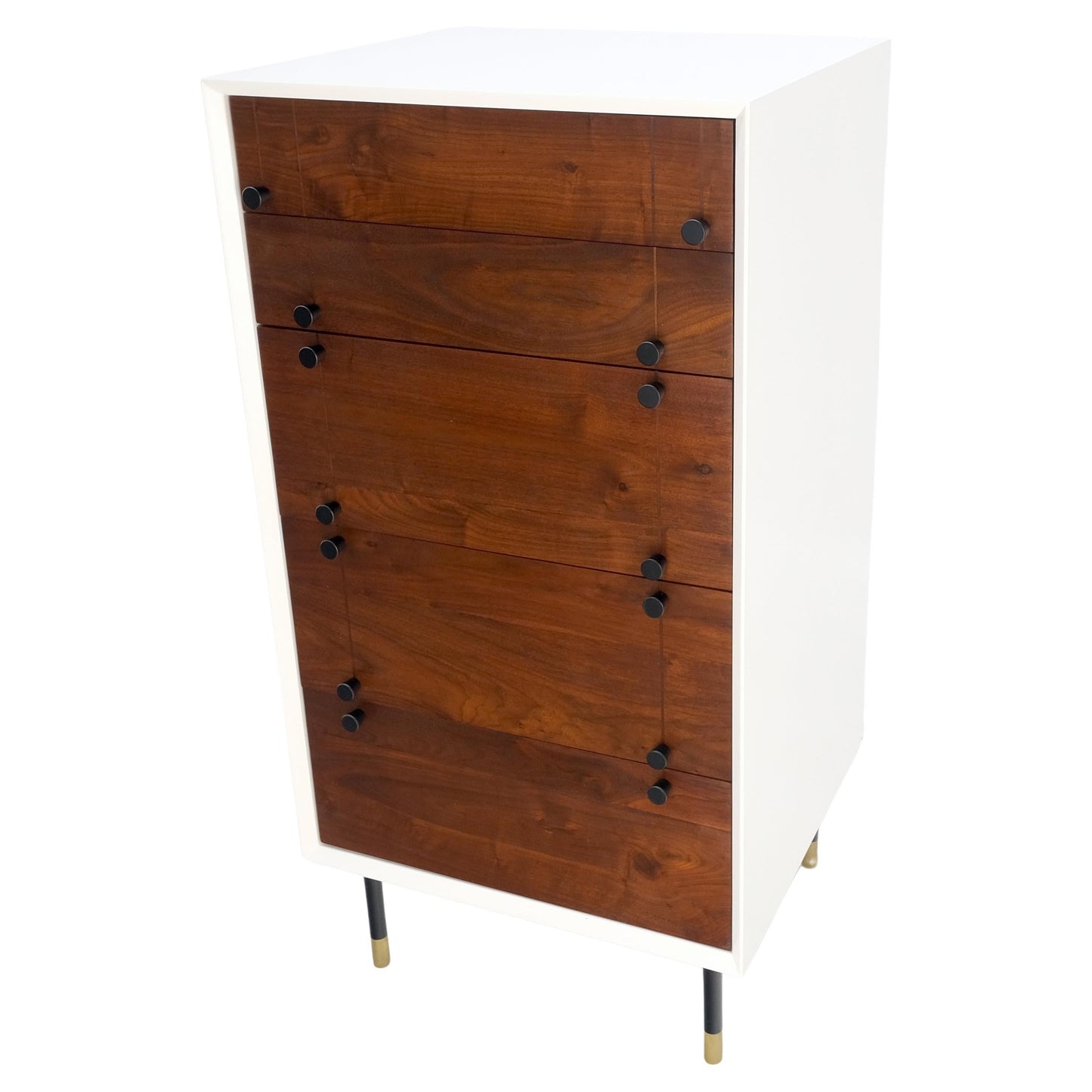 Two Tone 47" Tall White Bedroom Dresser 5 Walnut Drawers