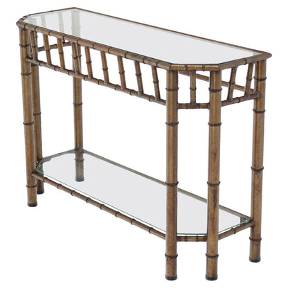 Metal Faux Bamboo Two Tier Bottom Shelf Medium Size Console Sofa Table Mint!