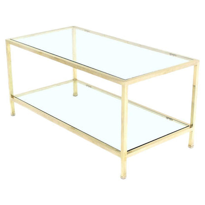 EstablishedLines Mid Century Modern Solid Polished Brass  Square Tube Rectangular Coffee Table
