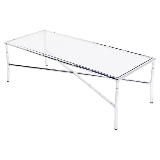 EstablishedLines Mid Century Italian Modern Faux Bamboo X-Base Long Rectangle Coffee Table MINT!
