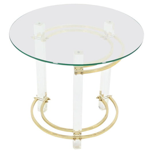 EstablishedLines Mid Century Charles Hollis Jones Round Lucite Brass Side End Lamp Table Stand