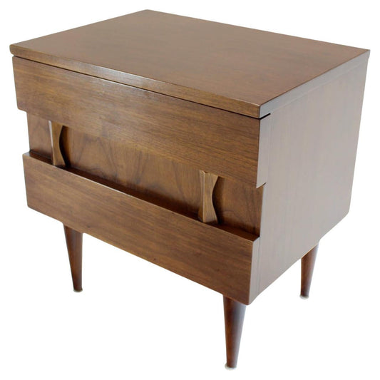 EstablishedLines Danish Mid Century Modern Two Drawers Walnut End Side Table Night Stand MINT!