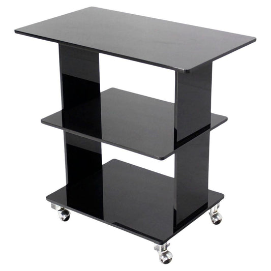 EstablishedLines Smoked Lucite Rolling 3 Level Tier Cart Serving Side End  Table Stand on Wheels