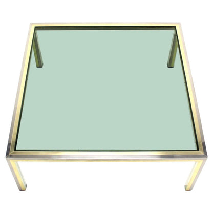 EstablishedLines Large 39" Square Brass Chrome Tinted Glass Top Coffee Center Table Romeo Rega