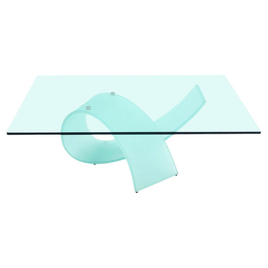 EstablishedLines Italian Frosted Glass Ribbon Base Square Glass Top Rectangle Coffee Table MINT!