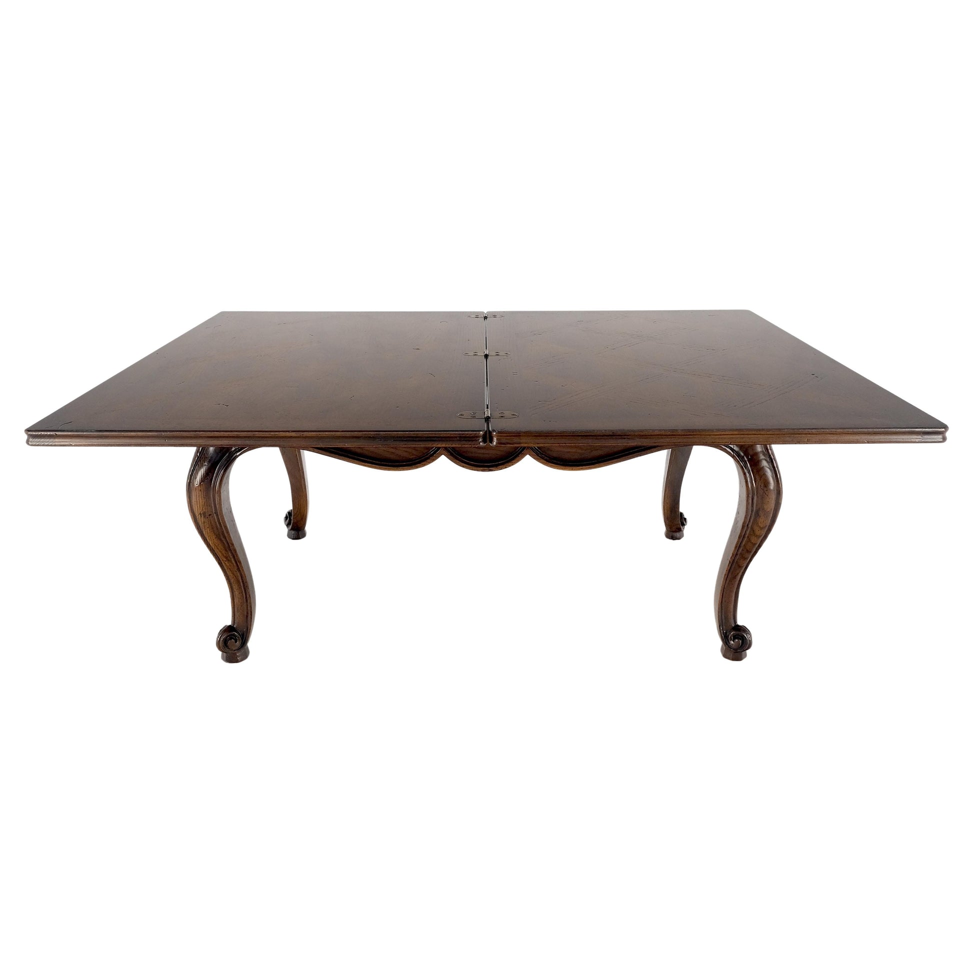 EstablishedLines Flip Top Folding Double Parquet Top Chestnut Coffee Cocktail Table Carved Legs