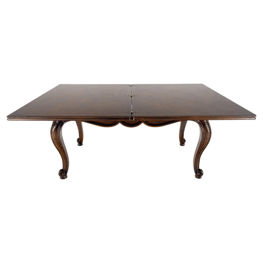 EstablishedLines Flip Top Folding Double Parquet Top Chestnut Coffee Cocktail Table Carved Legs