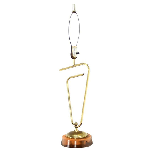 EstablishedLines Sculptural Bent Brass Tube Paper Clip Shape Table Lamp Fontana Arte Style MINT