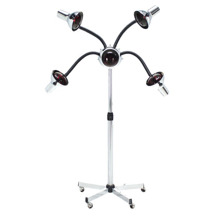 EstablishedLines Chrome Wheel Base Mid-Century Modern Adjustable Four-Arm Lamp Heat Lamps