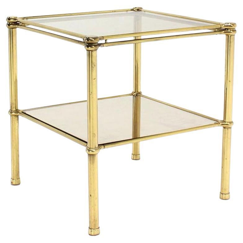 EstablishedLines Unusual Brass Square Two-Tier Side or End Table