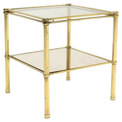 EstablishedLines Unusual Brass Square Two-Tier Side or End Table