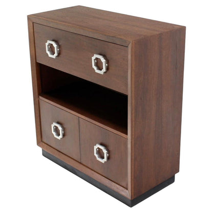 EstablishedLines Oiled Medium Walnut Mid Century Modern Art Deco Drop Down Desk Secretary Cabinet