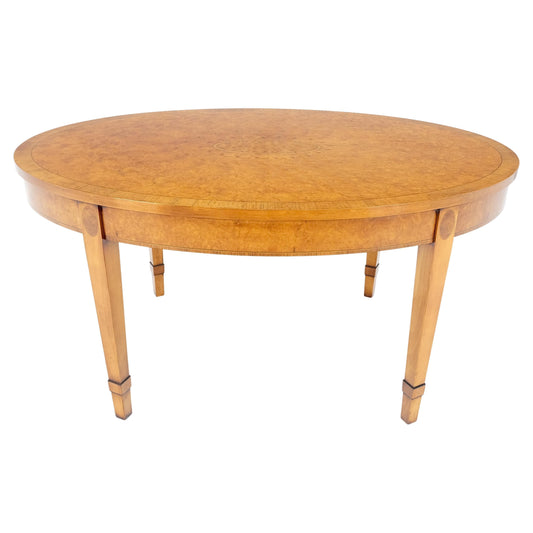 EstablishedLines Oval Light Burl Wood Banded Inlayed Federal Style Center Coffee Table MINT!