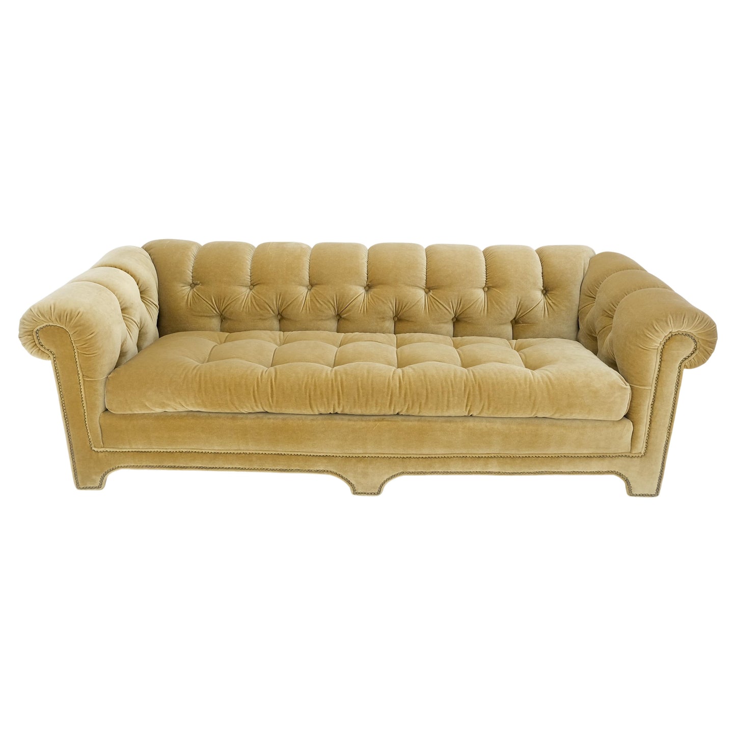 EstablishedLines Mid Century Tufted Chesterfield Gold Mohair Albert Hugo Cloud Shape Sofa MINT!