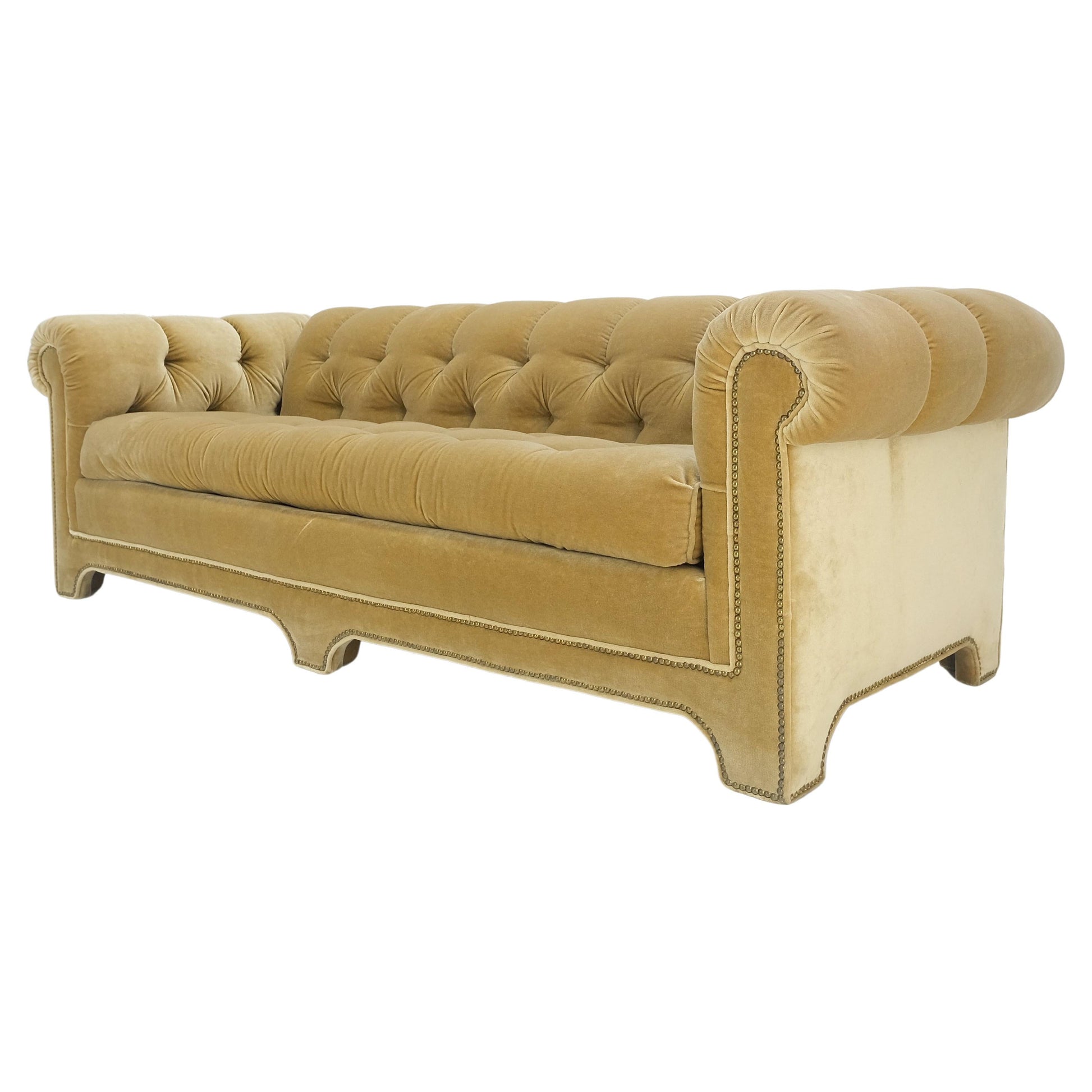 EstablishedLines Mid Century Tufted Chesterfield Gold Mohair Albert Hugo Cloud Shape Sofa MINT!