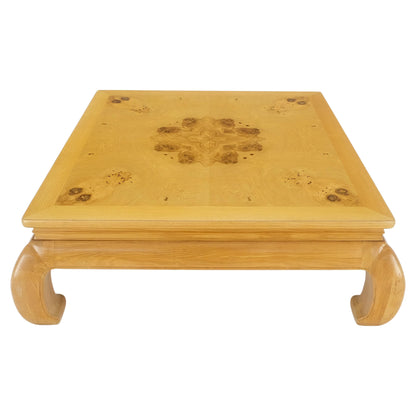 EstablishedLines Large 4' Square Burl Wood Top Massive Legs Oriental Chinese Coffee Center Table