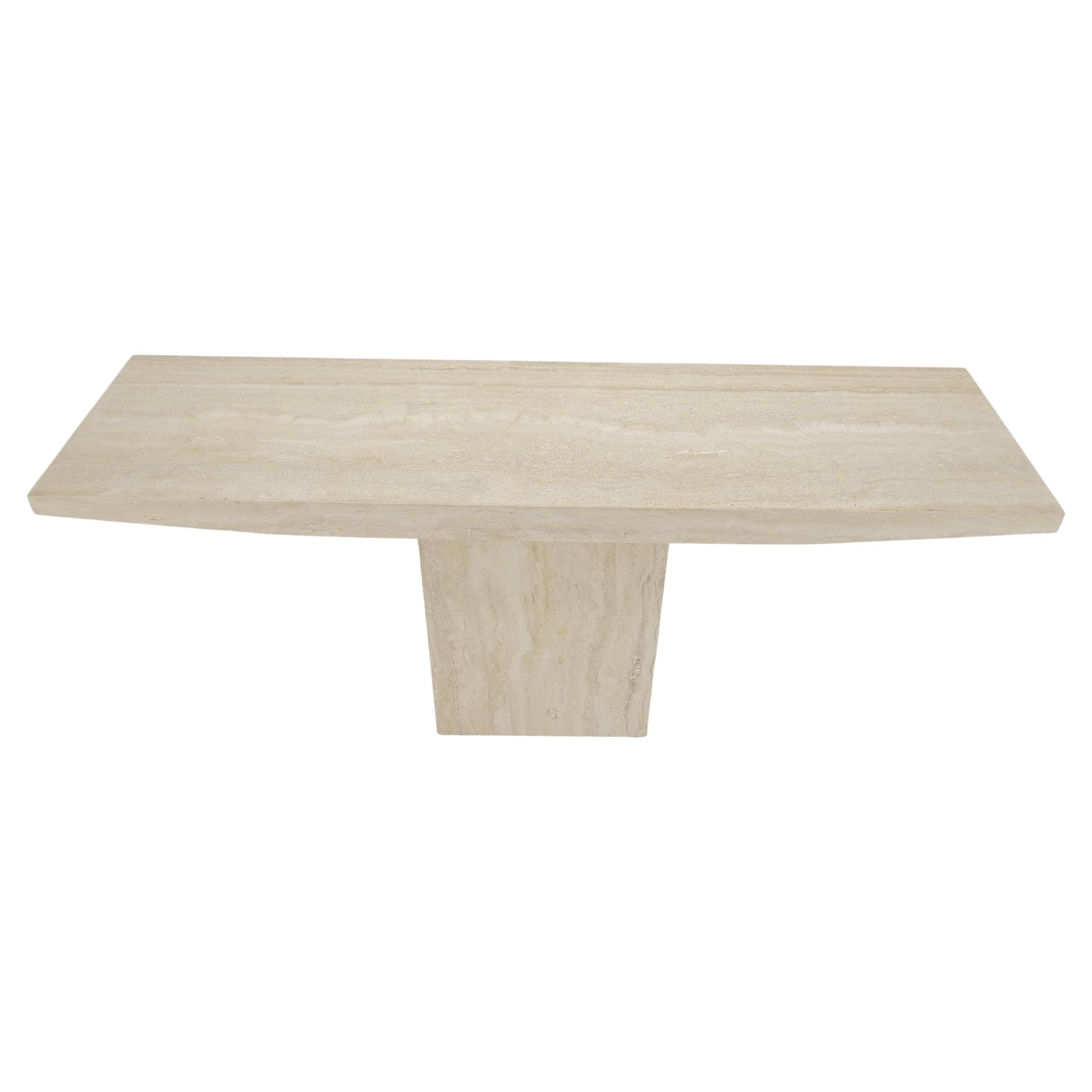 EstablishedLines Made in Italy Single Pedestal Base Travertine 6 Foot Console Sofa Table MINT!