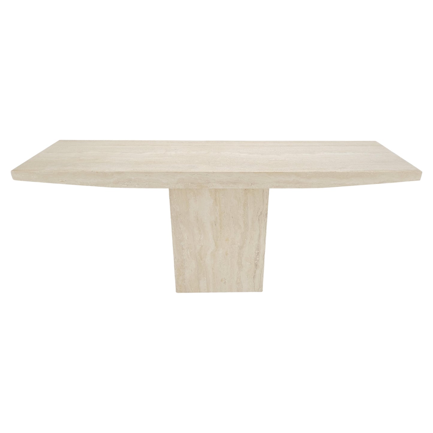 EstablishedLines Made in Italy Single Pedestal Base Travertine 6 Foot Console Sofa Table MINT!