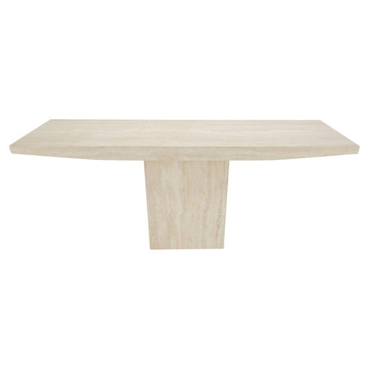 EstablishedLines Made in Italy Single Pedestal Base Travertine 6 Foot Console Sofa Table MINT!