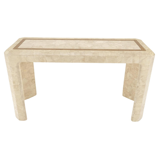 EstablishedLines Tessellated Travertine Inlayed Top Console Sofa Table Mid Century Modern MINT!