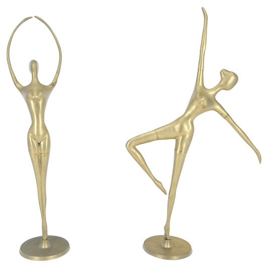 Pair of 3 Foot Tall Solid Brass Ballerina Dancers Sculptures Figurines Statue