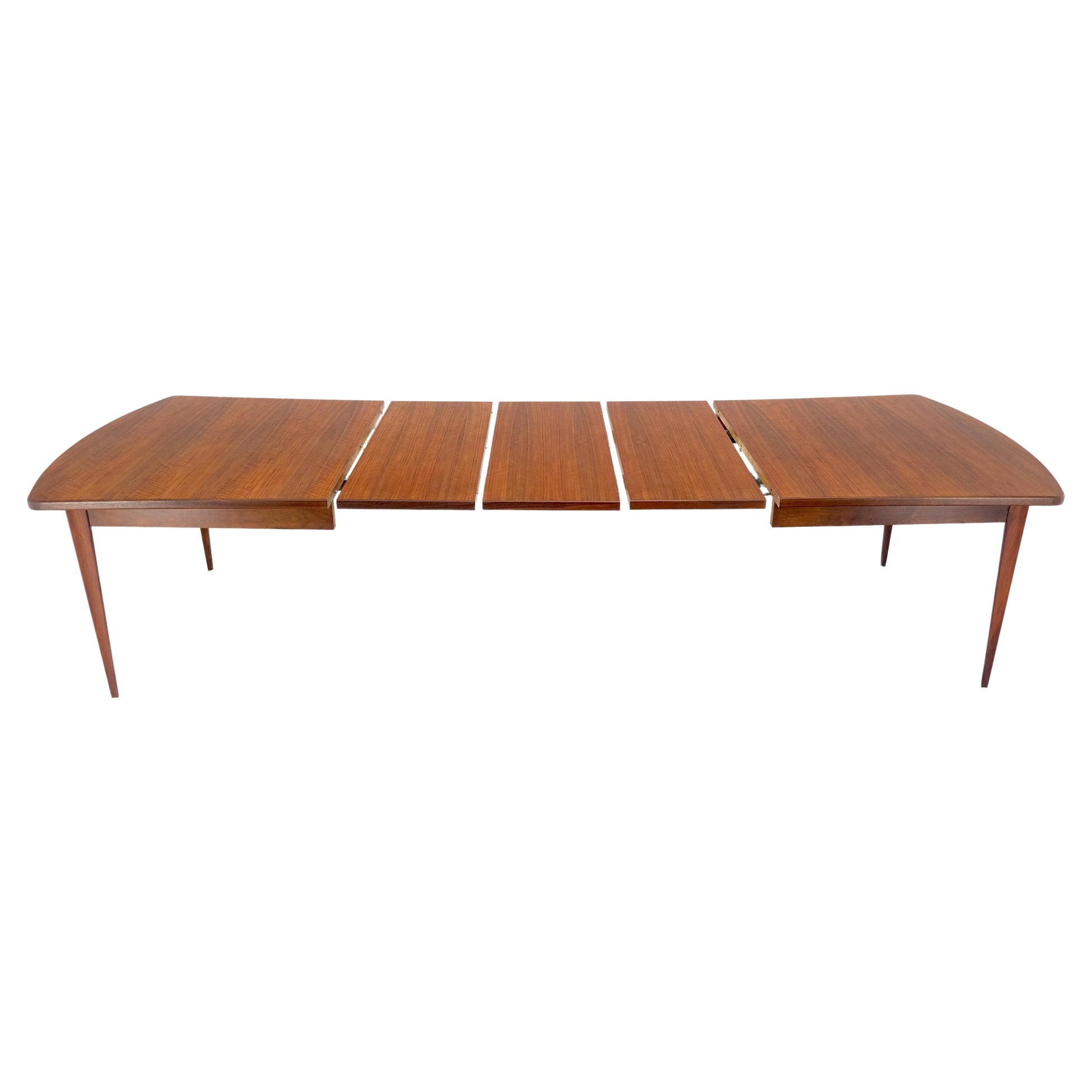 EstablishedLines Concave Side Rounded Ends Shape Large Oiled Walnut Dining Table 3 Leaves MINT!