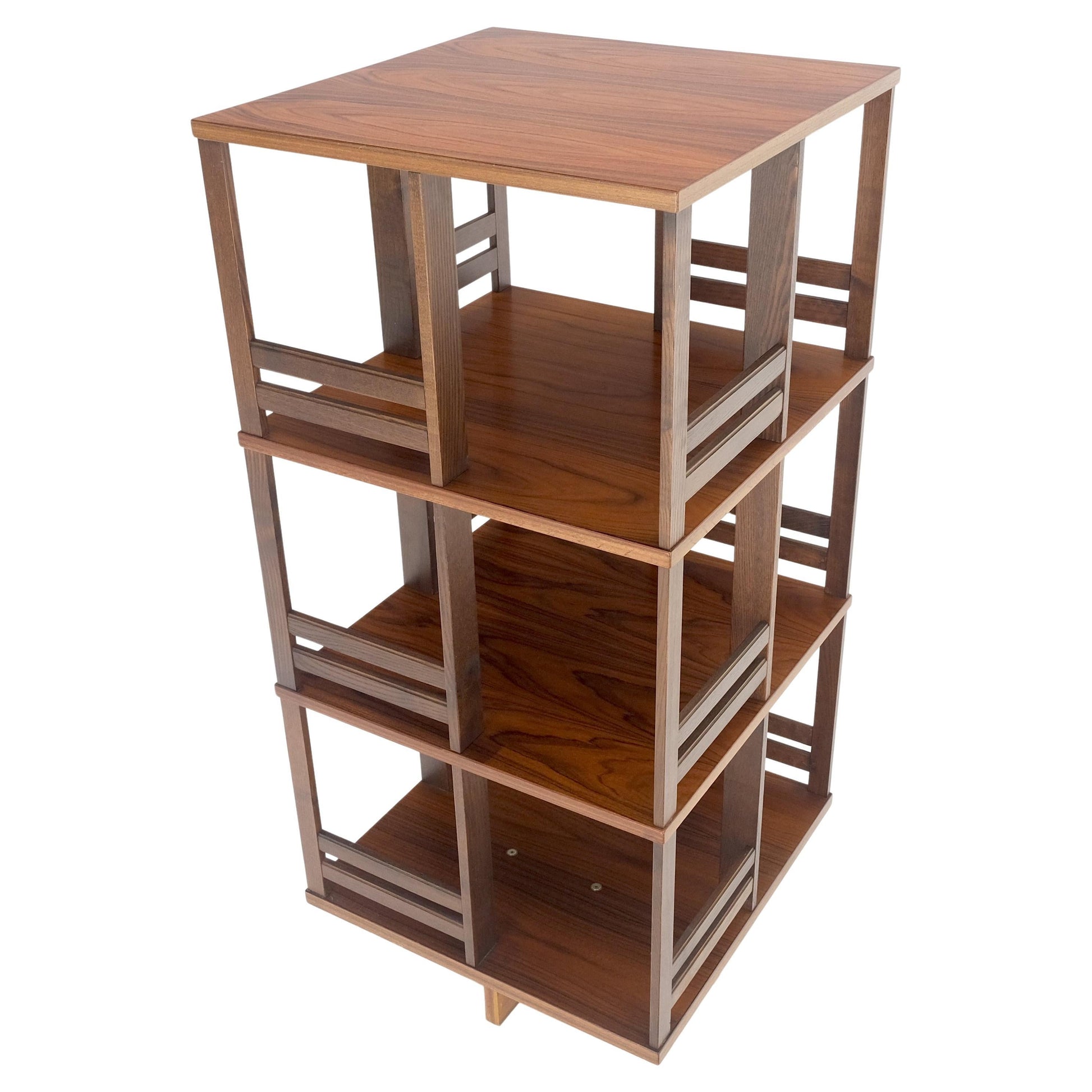 EstablishedLines Danish Mid Century Modern Rosewood Square Revolving Bookcase Shelf MINT!