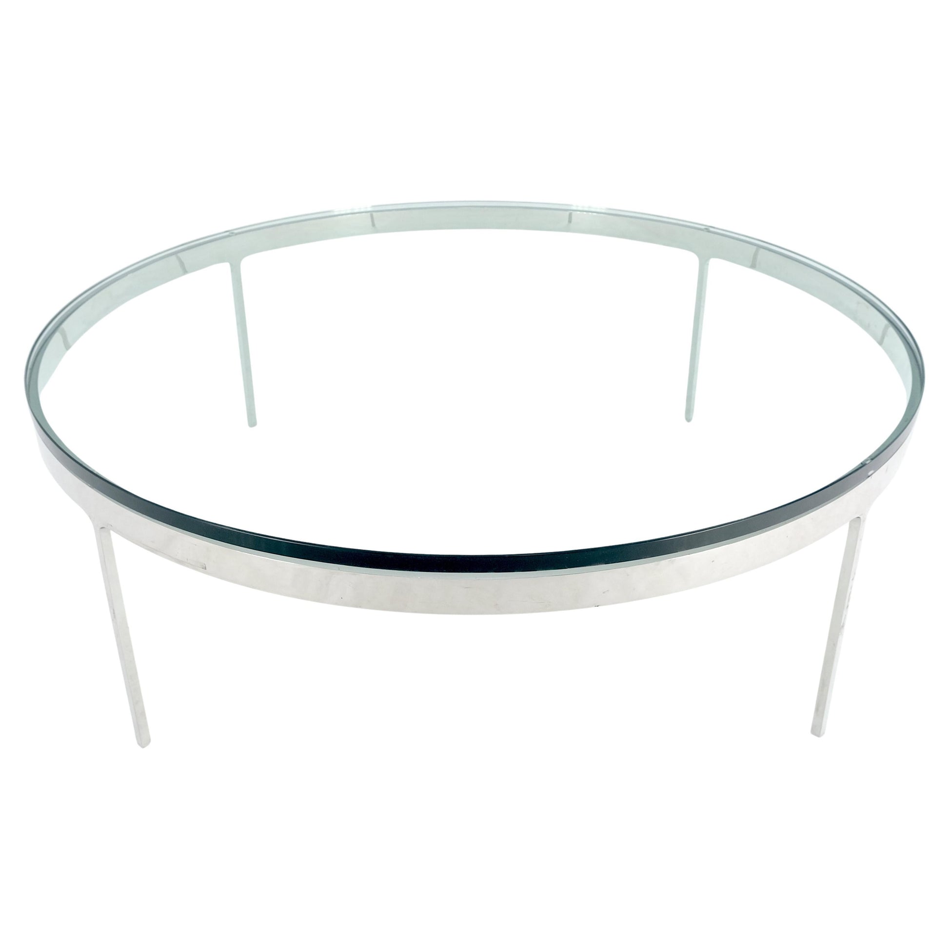 EstablishedLines Bauhaus 3/4" Thick Glass Top Round Stainless Steel Base Coffee Center Table MINT