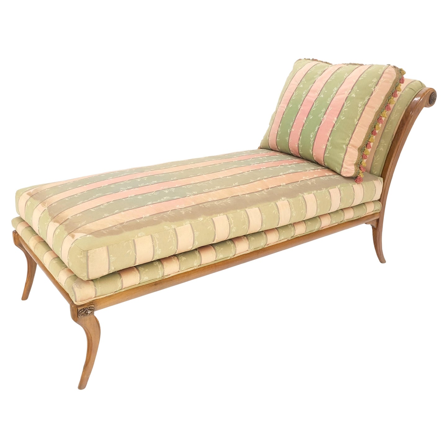 Klismos Light Carved Walnut Frame Chaise Lounge Chair Stunning MIINT Frame!